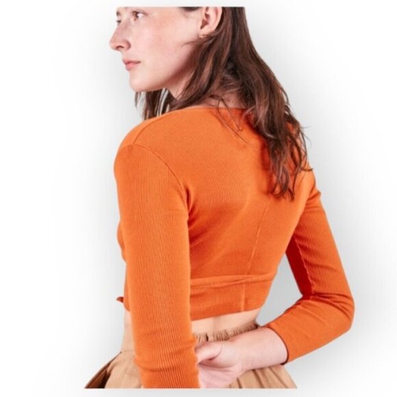 Big Bud Press Burnt Orange Wrap Top XXS Women's 70s Portofino Orange - Picture 2 of 10